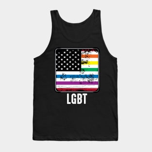 LGBT - Rainbow USA Flag - Gay Pride Statement Tank Top